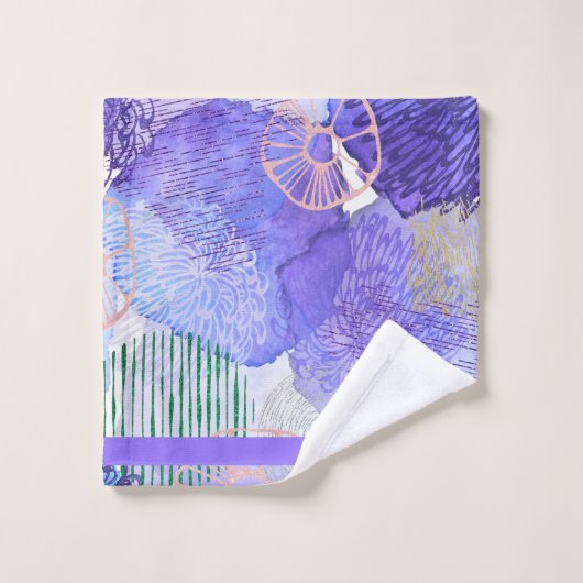 BLOEMEN WATERVERF PAARSE BAD HANDDOEK (Wasdoekje)