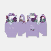 Bloemen Waterverf Paarse groen script bruiloft Bedankdoosjes (Uitgevouwen)