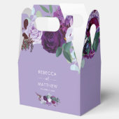 Bloemen Waterverf Paarse groen script bruiloft Bedankdoosjes (Geopend)