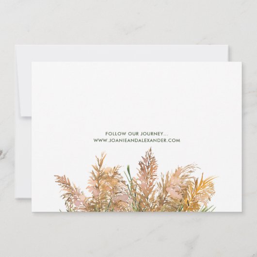 Bloemen Waterverf Pampas Grass Bruiloft Save The Date (Achterkant)
