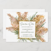 Bloemen Waterverf Pampas Grass Bruiloft Save The Date (Voorkant / Achterkant)