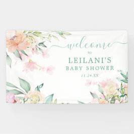 Bloemen Waterverf Pastel krans Oh Baby Welkom Spandoek