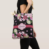 Bloemen Waterverf Peony Lily Gepersonaliseerd Zwar Tote Bag (Dichtbij)