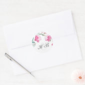 Bloemen Waterverf Pioen Bruiloft Ronde Sticker (Envelop)