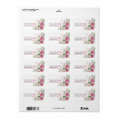 Bloemen Waterverf Pioen Paarse-roze bruiloft Etiket (Full Sheet)