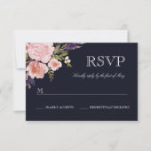 Bloemen Waterverf Pioenroze Navy RSVP (Voorkant)