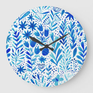 Bloemen Waterverf Planten Naadloze Textuur Grote Klok