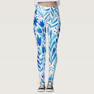 Bloemen Waterverf Planten Naadloze Textuur Leggings