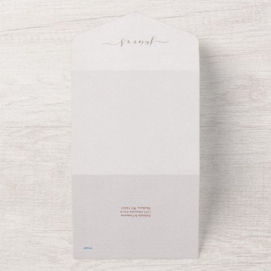 Bloemen Waterverf Plumeria Terracotta Bruiloft All In One Uitnodiging (Buitenkant)