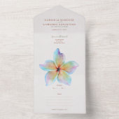 Bloemen Waterverf Plumeria Terracotta Bruiloft All In One Uitnodiging (Binnen)