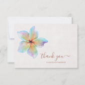 Bloemen Waterverf Plumeria Terracotta Bruiloft Bedankkaart (Voorkant)