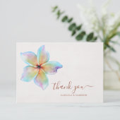 Bloemen Waterverf Plumeria Terracotta Bruiloft Bedankkaart (Staand voorkant)