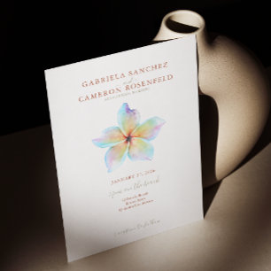 Bloemen Waterverf Plumeria Terracotta Bruiloft Kaart