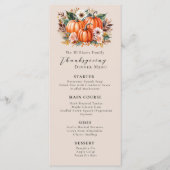 Bloemen Waterverf Pompoen Elegante Thanksgiving Menu (Voorkant)