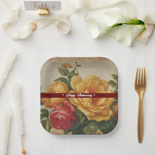 Bloemen Waterverf Populair Collectie Papieren Bordje