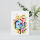 Bloemen Waterverf | Postbus Briefkaart (Staand voorkant)