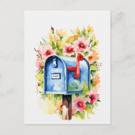 Bloemen Waterverf | Postbus Briefkaart (Voorkant)