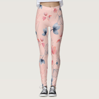 Bloemen Waterverf Print - Roze BKGRD Leggings