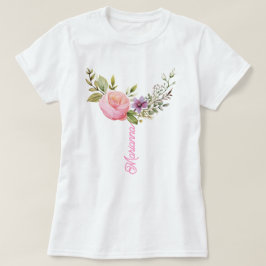 Bloemen Waterverf Print, T-shirt op maat