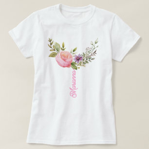 Bloemen Waterverf Print, T-shirt op maat