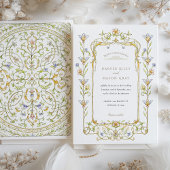 Bloemen Waterverf Rococo Lijst bruiloft Kaart