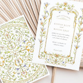 Bloemen Waterverf Rococo Lijst bruiloft Kaart