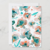 Bloemen waterverf Romantische blauwgroen bruiloft Kaart (Achterkant)