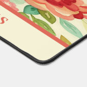 Bloemen Waterverf Rood en Beige Bureaumat (Hoek)