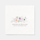 Bloemen Waterverf Roos Anemone Lila Wit Bruiloft Servet (Voorkant)