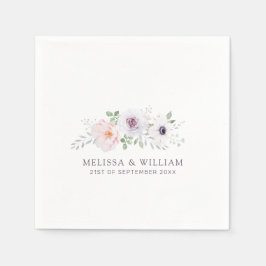 Bloemen Waterverf Roos Anemone Lila Wit Bruiloft Servet
