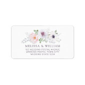 Bloemen Waterverf Roos Anemone Trouwadres Etiket (Voorkant)