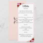 Bloemen Waterverf Roos bruiloft Menu (Voorkant / Achterkant)