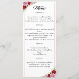 Bloemen Waterverf Roos bruiloft Menu