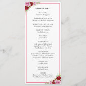 Bloemen Waterverf Roos bruiloft Programmakaart (Achterkant)