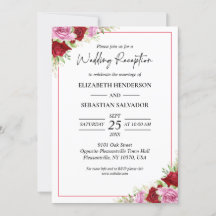 Bloemen Waterverf Roos bruiloft receptie