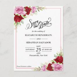 Bloemen Waterverf Roos Bruiloft Save The Date Briefkaart