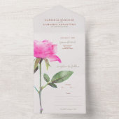 Bloemen Waterverf Roos Terracotta Bruiloft All In One Uitnodiging (Binnen)