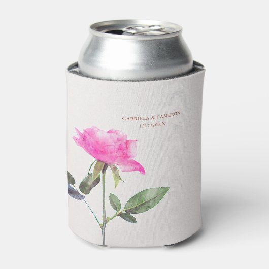 Bloemen Waterverf Roos Terracotta Bruiloft Blikjeskoeler (Blikje Voorkant)