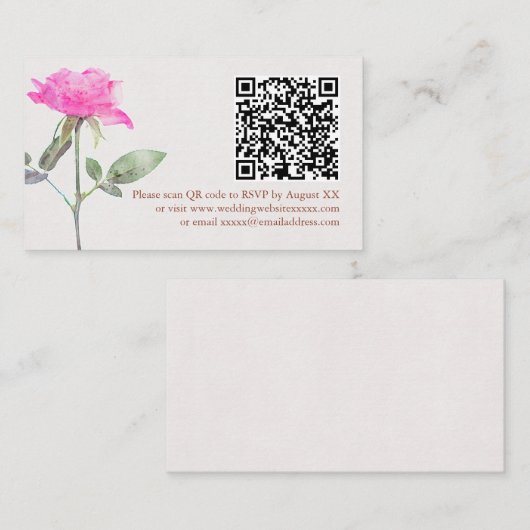 Bloemen Waterverf Roos Terracotta Bruiloft Informatiekaartje (Voorkant / Achterkant)