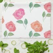 Bloemen Waterverf Roos Theedoek (Gevouwen)