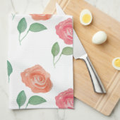 Bloemen Waterverf Roos Theedoek (Quarter Fold)