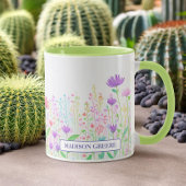 Bloemen Waterverf Roze Blauw Groen Koffie Mok