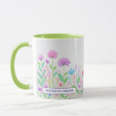 Bloemen Waterverf Roze Blauw Groen Koffie Mok (Links)