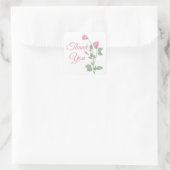 Bloemen Waterverf roze bloemen bruiloft dank u Vierkante Sticker (Tas)