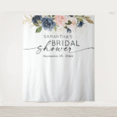 Bloemen Waterverf Roze Marine Bruidsdiner Wandkleed (Voorkant)