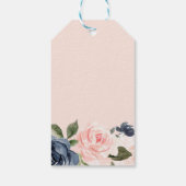 Bloemen Waterverf roze marineblauw Vrijgezellenfee Cadeaulabel (Achterkant)