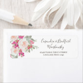 Bloemen Waterverf Roze Meisje Trouwpaar Etiket (Insitu)