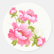 Bloemen Waterverf roze pioenen bloem Stickers
