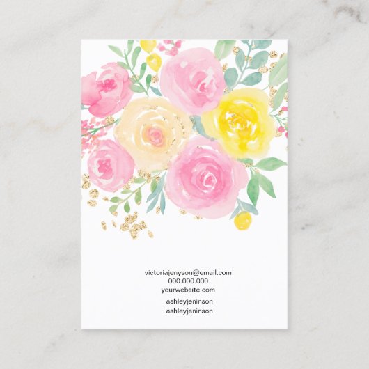 Bloemen waterverf roze sieraden ring display visitekaartje (Achterkant)