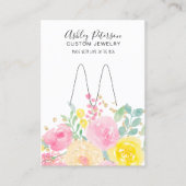 Bloemen waterverf roze sieraden ring display visitekaartje (Voorkant)